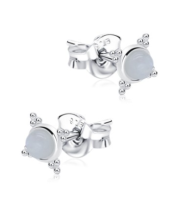 White Quartz Stone Silver Ear Stud STS-5341